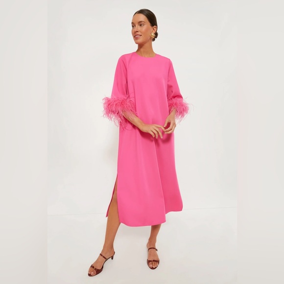TUCKERNUCK Hot Pink Feather Jamie Midi Dress $298 - Picture 1 of 4